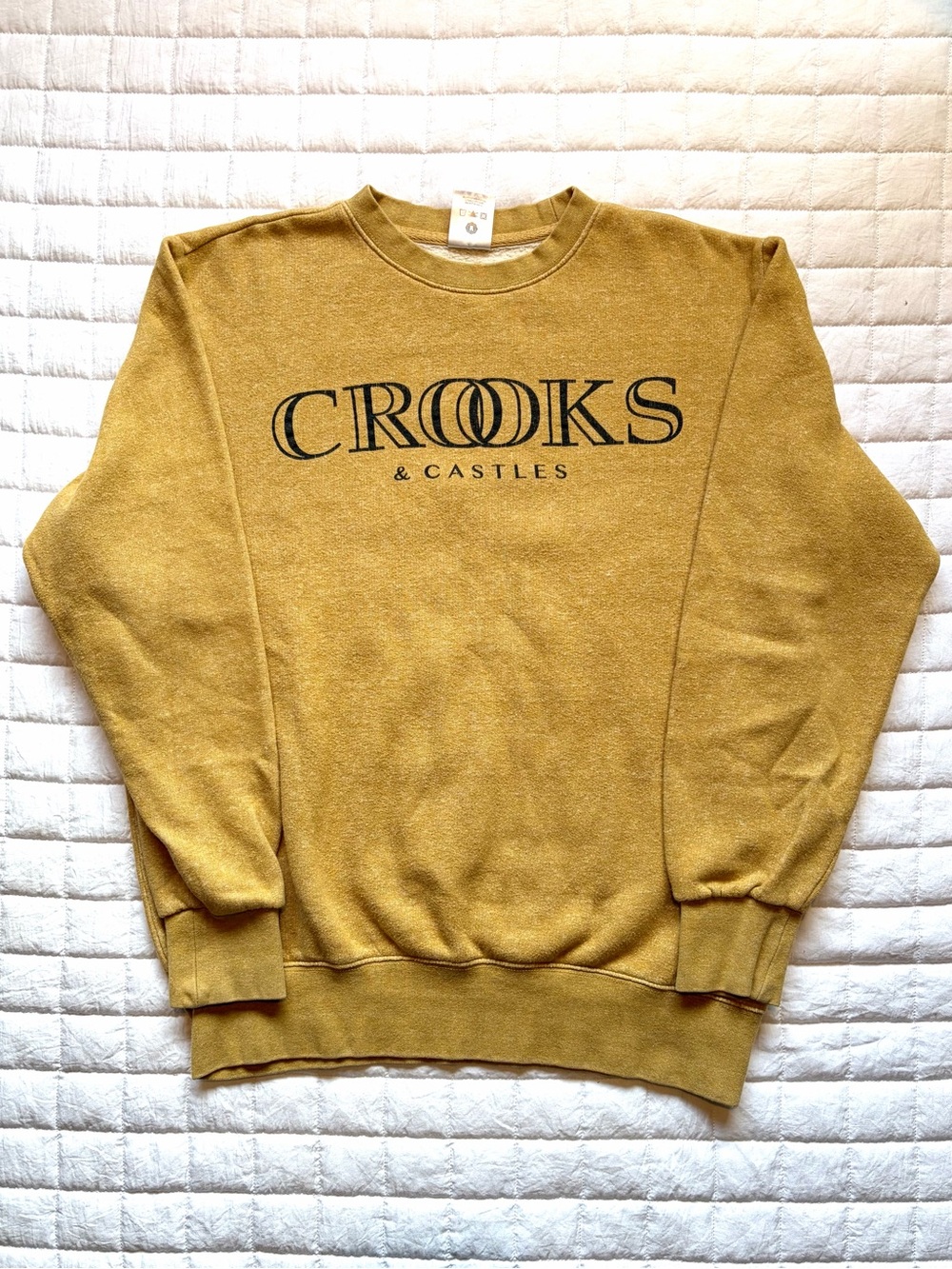 Crooks & Castles Men's Crewneck Pullover Sweatshirt Tan/Yellow Size S